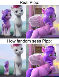 Size: 1338x1733 | Tagged: safe, edit, edited edit, edited screencap, editor:i-shooped-a-pwny, editor:lupin quill, imported from derpibooru, screencap, pipp petals, zipp storm, pegasus, pony, spoiler:my little pony: a new generation, spoiler:my little pony: make your mark chapter 2, spoiler:myms01e04, adipipp, adorapipp, ali-conned, belly, belly button, big belly, bloated, caption, chubby, cropped, cute, fat, fat edit, female, g5, image macro, mare, my little pony: a new generation, my little pony: make your mark, my little pony: make your mark chapter 2, pipp is chubby, pipp is short, pipp is smol, royal sisters (g5), siblings, sisters, smol, text