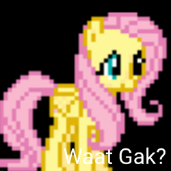 Size: 1024x1024 | Tagged: safe, imported from derpibooru, fluttershy, pegasus, pony, gak, pixel art, text, upscaled