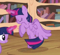 Size: 339x309 | Tagged: safe, artist:dtkraus, edit, edited screencap, imported from derpibooru, screencap, twilight sparkle, alicorn, pony, three's a crowd, animated, cropped, extreme speed animation, golden oaks library, majestic as fuck, multeity, seizure warning, sparkle sparkle sparkle, twilight sparkle (alicorn), wat