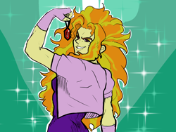 Size: 2800x2100 | Tagged: safe, artist:volbert, imported from derpibooru, adagio dazzle, human, equestria girls, female, gem, jojo's bizarre adventure, loose hair, siren gem, solo