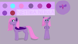 Size: 1920x1080 | Tagged: safe, artist:neytria165, imported from derpibooru, oc, oc:neytria nebula, oc:neytrianebula, bat pony, undead, vampire, vampony, bat pony oc, eeee, female, mare, reference sheet, solo