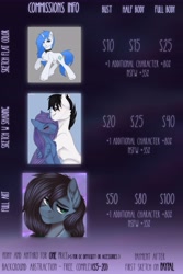 Size: 3986x5958 | Tagged: safe, artist:enderbee, imported from derpibooru, oc, alicorn, anthro, earth pony, pegasus, pony, unicorn, advertisement, commission, commission info