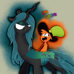 Size: 1280x1280 | Tagged: safe, artist:ema0rsully, imported from derpibooru, queen chrysalis, alien, changeling, changeling queen, crossover, doom, equestria is doomed, female, impending doom, oh no, this will not end well, uh oh, wander (wander over yonder), wander over yonder, we're all doomed, xk-class end-of-the-world scenario, you monster