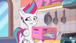 Size: 3072x1727 | Tagged: safe, imported from derpibooru, screencap, zipp storm, pegasus, pony, spoiler:g5, spoiler:my little pony: tell your tale, spoiler:tyts01e35, easybake oven, female, g5, high res, mare, my little pony: tell your tale, oven, panic on harvest & hugs day, solo, stove, youtube link