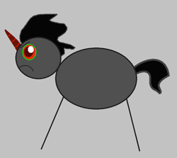 Size: 773x688 | Tagged: safe, artist:twilyisbestpone, derpibooru exclusive, imported from derpibooru, king sombra, pony, unicorn, 1000 hours in ms paint, black mane, frown, gray background, green sclera, intentionally bad, male, ms paint, quality, red eyes, simple background, solo, sombra eyes, stallion, stick figure, stick pony, stylistic suck, the crystal empire 10th anniversary