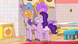 Size: 3072x1727 | Tagged: safe, imported from derpibooru, screencap, pipp petals, queen haven, pegasus, pony, spoiler:g5, spoiler:my little pony: tell your tale, spoiler:tyts01e35, crying, duo, duo female, female, g5, high res, mare, my little pony: tell your tale, panic on harvest & hugs day, pinpoint eyes, sad, youtube link