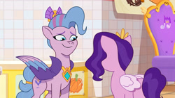 Size: 3072x1727 | Tagged: safe, imported from derpibooru, screencap, pipp petals, queen haven, pegasus, pony, spoiler:g5, spoiler:my little pony: tell your tale, spoiler:tyts01e35, duo, duo female, female, g5, high res, mare, my little pony: tell your tale, panic on harvest & hugs day, smiling, youtube link