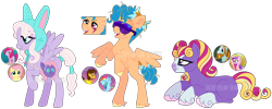 Size: 8033x3203 | Tagged: safe, artist:interstellar-quartz, imported from derpibooru, oc, earth pony, pegasus, pony, base used, female, lying down, magical lesbian spawn, male, mare, offspring, parent:cheese sandwich, parent:fluttershy, parent:pinkie pie, parent:princess cadance, parent:rainbow dash, parent:rockhoof, parents:cheesedash, parents:flutterpie, plump, prone, simple background, stallion, transparent background