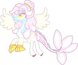 Size: 2091x1752 | Tagged: safe, artist:kurosawakuro, imported from derpibooru, oc, draconequus, hybrid, base used, female, interspecies offspring, offspring, parent:discord, parent:fluttershy, parents:discoshy, simple background, solo, transparent background