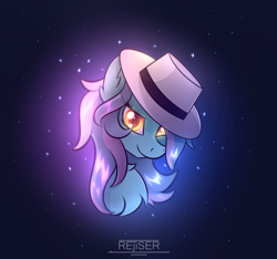 Size: 1600x1500 | Tagged: safe, artist:rejiser, imported from derpibooru, lyra heartstrings, pony, unicorn, bust, female, hat, solo