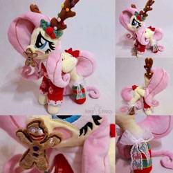 Size: 1564x1564 | Tagged: safe, artist:ponyplushiee, imported from derpibooru, fluttershy, pegasus, pony, antlers, gingerbread man, irl, photo, plushie, reindeer antlers, solo