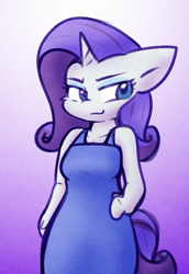 Size: 601x874 | Tagged: safe, artist:zutcha, imported from derpibooru, rarity, anthro, unicorn, clothes, cute, dress, female, gradient background, hand on hip, lidded eyes, raribetes, solo