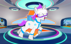 Size: 1649x1017 | Tagged: safe, artist:starlandkrewfanatic, imported from derpibooru, pony, unicorn, base used, cbeebies, dancing, go jetters, ponified, ubercorn, visor