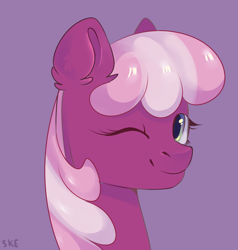 Size: 2000x2100 | Tagged: safe, artist:ske, imported from derpibooru, cheerilee, earth pony, pony, bust, female, looking at you, mare, one eye closed, smiling, solo, wink, winking at you