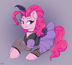 Size: 2720x2490 | Tagged: safe, artist:ske, imported from derpibooru, pinkie pie, earth pony, pony, over a barrel, clothes, dress, female, looking at you, mare, saloon dress, saloon pinkie, smiling, solo