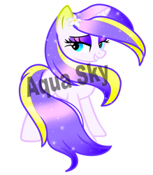 Size: 2295x2614 | Tagged: safe, artist:aquasky987, imported from derpibooru, oc, oc only, pony, unicorn, base used, ethereal mane, female, flower, flower in hair, grin, horn, makeup, mare, simple background, smiling, solo, starry mane, unicorn oc, white background