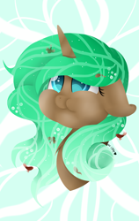 Size: 1949x3077 | Tagged: safe, artist:aquasky987, imported from derpibooru, oc, oc only, pony, unicorn, abstract background, bust, female, horn, mare, puffy cheeks, solo, unicorn oc