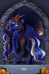 Size: 1625x2445 | Tagged: safe, artist:ske, imported from derpibooru, princess luna, alicorn, pony, butt, collaboration, collaboration:nightmare night event (2022), plot, pumpkin, solo