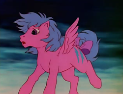 Size: 632x480 | Tagged: safe, imported from derpibooru, screencap, firefly, pegasus, pony, my little pony 'n friends, rescue at midnight castle, bow, female, g1, mare, solo, tail, tail bow