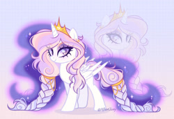 Size: 1600x1103 | Tagged: safe, artist:gloriaartist, imported from derpibooru, oc, oc only, alicorn, pony, alicorn oc, braid, braided tail, crown, female, horn, jewelry, mare, regalia, solo, tail, wings, zoom layer