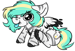 Size: 926x638 | Tagged: safe, artist:rokosmith26, imported from derpibooru, oc, oc:rokosmith, hybrid, pegasus, angy, big eyes, cheeky, chibi, floppy ears, pegasus oc, simple background, sitting, solo, spread wings, tongue out, transparent background, unshorn fetlocks, wings, ych example, your character here, zebra hybrid