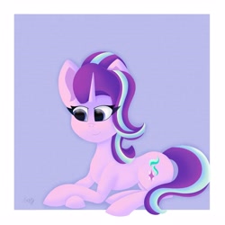 Size: 3400x3400 | Tagged: safe, artist:gaffy, imported from derpibooru, starlight glimmer, pony, unicorn, cute, female, glimmerbetes, lying, mare, smiling, solo