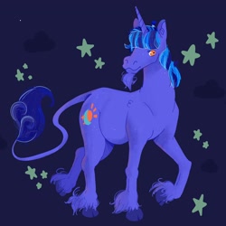 Size: 2048x2048 | Tagged: safe, artist:pastacrylic, imported from derpibooru, oc, oc only, classical unicorn, pony, unicorn, cloven hooves, leonine tail, solo, unshorn fetlocks