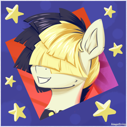 Size: 2000x2000 | Tagged: safe, artist:adagiostring, imported from derpibooru, songbird serenade, pegasus, pony, my little pony: the movie, bust, cartoon, movie, portrait, solo, stars