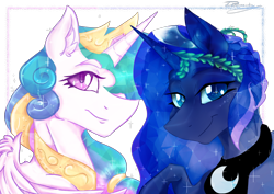 Size: 2480x1754 | Tagged: safe, artist:dankpegasista, imported from derpibooru, princess celestia, princess luna, alicorn, crystal pony, the crystal empire, accessory, collar, crown, crystal, digital art, digital painting, gem, image, jewelry, plant, regalia, royal sisters, siblings, sidemouth, simple background, sisters, sparkles, sparkly eyes, sparkly mane, the crystal empire 10th anniversary, transparent background, wingding eyes