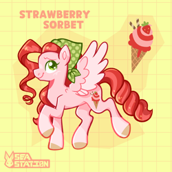 Size: 2000x2000 | Tagged: safe, artist:seasemissary, imported from derpibooru, oc, oc:strawberry sorbet, pegasus, pony, female, mare, solo