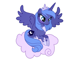 Size: 1352x1080 | Tagged: safe, artist:cstrawberrymilk, imported from derpibooru, princess luna, alicorn, pony, cloud, eyelashes, female, jewelry, mare, on a cloud, peytral, s1 luna, simple background, solo, tiara, transparent background