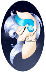 Size: 1900x2968 | Tagged: safe, artist:aquasky987, imported from derpibooru, oc, oc only, earth pony, pony, bust, earth pony oc, eyes closed, jewelry, necklace, solo, stars