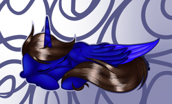 Size: 1992x1202 | Tagged: safe, artist:aquasky987, imported from derpibooru, oc, oc only, alicorn, pony, abstract background, alicorn oc, eyes closed, horn, sleeping, solo, wings