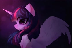 Size: 4096x2721 | Tagged: safe, artist:moonstarshining, imported from derpibooru, twilight sparkle, alicorn, pony, eye clipping through hair, side view, solo, spread wings, twilight sparkle (alicorn), wings