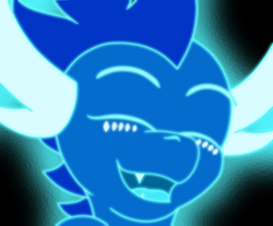 Size: 2050x1699 | Tagged: safe, artist:neondragon, imported from derpibooru, oc, oc:cobalt the dragon, dragon, eyes closed, happy, looking at you, neon, open mouth, simple background, smiling, smiling at you, solo