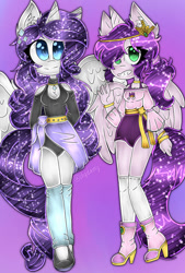 Size: 735x1087 | Tagged: safe, artist:shqamy, imported from derpibooru, pipp petals, rarity, alicorn, anthro, alicornified, clothes, g5, leotard, mobian, pippcorn, race swap, raricorn, sonic the hedgehog (series), sonicified