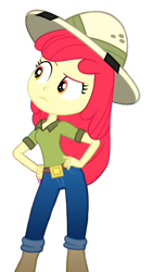 Size: 2304x4096 | Tagged: safe, edit, edited screencap, imported from derpibooru, screencap, apple bloom, human, eqg summertime shorts, equestria girls, the canterlot movie club, background removed, clothes, female, hand on hip, high quality, hips, shirt, simple background, solo, transparent background