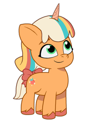 Size: 1536x2048 | Tagged: safe, artist:ben81398, imported from derpibooru, pony, unicorn, female, filly, foal, g5, my little pony: tell your tale, peach fizz, pippsqueaks, simple background, solo, transparent background