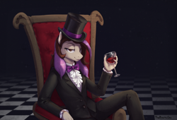 Size: 2414x1640 | Tagged: safe, artist:thebowtieone, imported from derpibooru, oc, oc:bowtie, anthro, clothes, hat, solo, suit, top hat