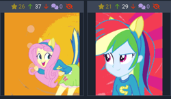 Size: 660x383 | Tagged: safe, imported from derpibooru, fluttershy, rainbow dash, human, derpibooru, equestria girls, helping twilight win the crown, meta, screenshots, wondercolts