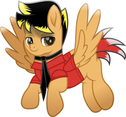 Size: 2132x1974 | Tagged: safe, artist:lincolnbrewsterfan, derpibooru exclusive, imported from derpibooru, oc, oc only, oc:14fan, pegasus, derpibooru community collaboration, .svg available, 2023 community collab, blank flank, brown eyes, button-up shirt, clothes, colored eyebrows, colored pupils, eyebrows, flying, inkscape, looking at you, male, movie accurate, necktie, pegasus oc, shirt, simple background, smiling, smiling at you, solo, spread wings, stallion, stallion oc, svg, tail, transparent background, two toned mane, two toned tail, vector, wing sleeves, wings