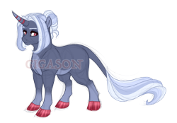 Size: 2900x2019 | Tagged: safe, artist:gigason, imported from derpibooru, oc, oc:smokey mirror, pony, unicorn, cloven hooves, female, mare, obtrusive watermark, simple background, solo, transparent background, watermark