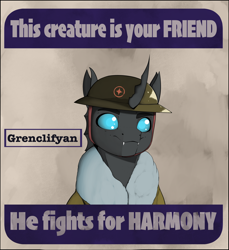 Size: 4210x4601 | Tagged: safe, artist:leotheunicorn, imported from derpibooru, changeling, equestria at war mod, poster, poster parody, propaganda, propaganda parody, propaganda poster