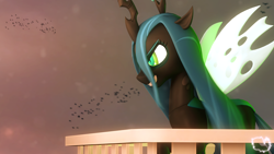 Size: 3840x2160 | Tagged: safe, artist:marshmallow-pone, imported from derpibooru, queen chrysalis, alicorn, changeling, changeling queen, 3d, female, solo, source filmmaker, the crystal empire 10th anniversary