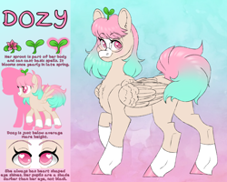 Size: 2500x2000 | Tagged: safe, artist:dozyarts, imported from derpibooru, oc, oc only, oc:dozy, pegasus, pony, eyebrows, eyebrows visible through hair, female, folded wings, glasses, heart, heart eyes, high res, looking at you, mare, pegasus oc, raised hoof, reference sheet, smiling, smiling at you, solo, spread wings, wingding eyes, wings
