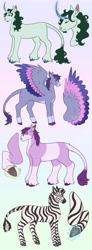 Size: 1280x3479 | Tagged: safe, artist:s0ftserve, imported from derpibooru, oc, oc only, earth pony, pegasus, pony, unicorn, zebra, earth pony magic, earth pony oc, headcanon, horn, magic, pegasus oc, unicorn oc, zebra magic