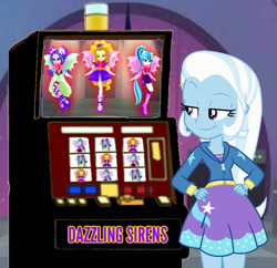 Size: 576x558 | Tagged: safe, artist:jakeyfrollogothel, edit, edited screencap, imported from derpibooru, screencap, adagio dazzle, aria blaze, sonata dusk, trixie, human, equestria girls, rainbow rocks, slot machine, smiling, the dazzlings