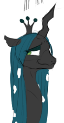 Size: 340x652 | Tagged: safe, artist:felfox, imported from derpibooru, queen chrysalis, changeling, changeling queen, female, lidded eyes, looking back, simple background, smiling, solo, white background