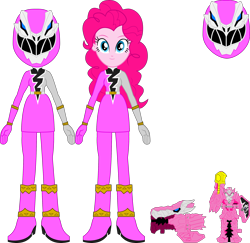 Size: 2422x2351 | Tagged: safe, artist:dustinwatsongkx, imported from derpibooru, pinkie pie, human, equestria girls, kishiryu sentai ryusoulger, pink ranger, power rangers, power rangers dino fury, simple background, solo, transparent background