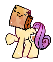 Size: 779x909 | Tagged: safe, artist:paperbagpony, imported from derpibooru, oc, oc:paper bag, crystal pony, crystallized, fake cutie mark, simple background, the crystal empire 10th anniversary, white background